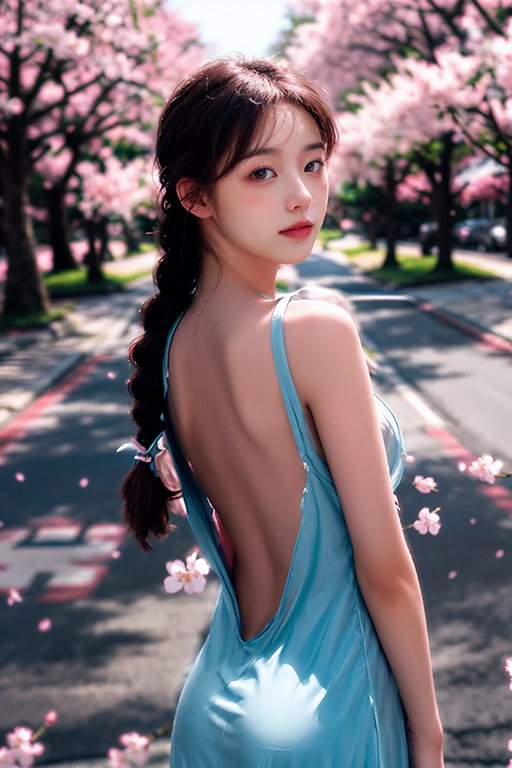 樱花树下的女孩